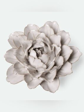 CHIVE Ceramic Hand Crafted Ivory Comanche Peony With Hanging Keyhole